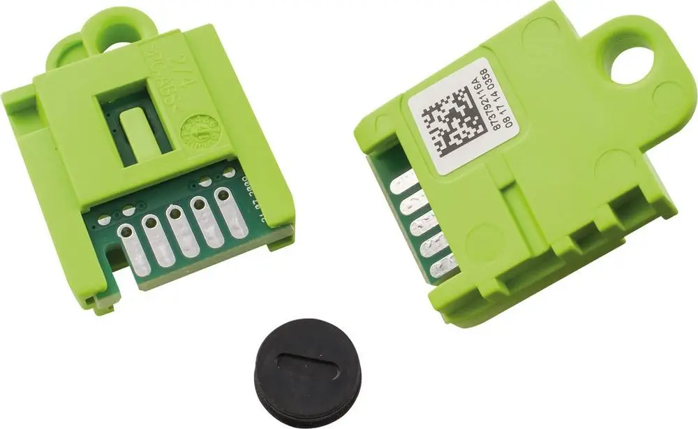Bosch Gasumrüstsatz in grün, bestehend aus einem Gehäuse mit elektrischen Kontakten und einer schwarzen Abdeckung. Ideal für Gasgeräte.